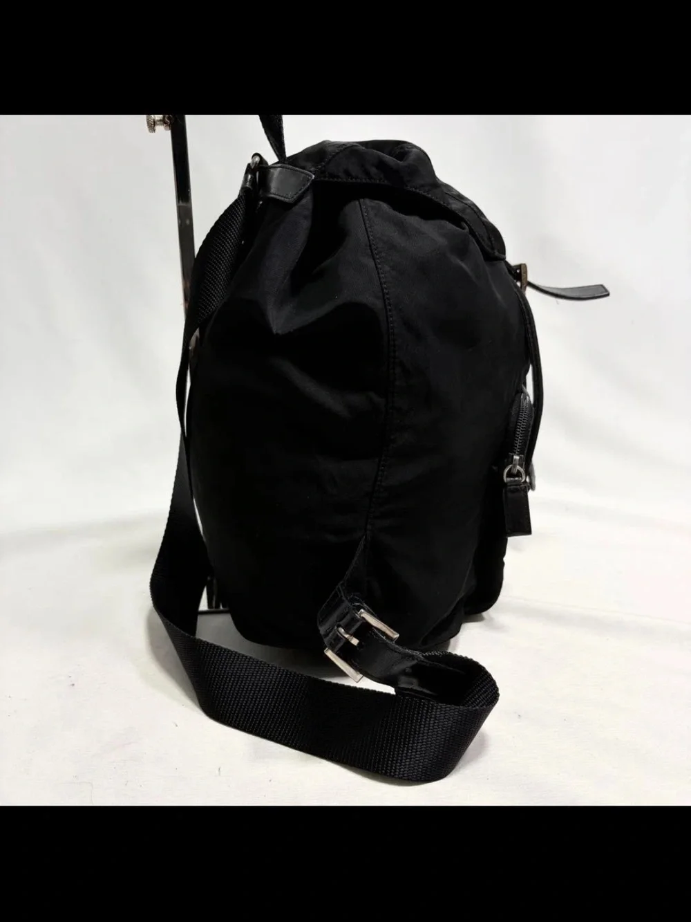 Prada Black Nylon Drawstring Backpack